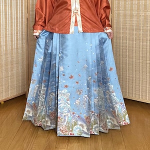 Chinese Hanfu Dress, Women Hanfu Costume, Ma Mian Skirt, Dazzling Gold Thread, Ming Dynasty, Horse Face Dress, Hanfu Party Clothing