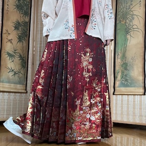 red chinese hanfu dress New Arrival 3-14 Years' Gilrs China Hanfu Dress | Half Trumpet Sleeve| Red Tang Embroidery Ru Skirt| Kid Birthday Gift