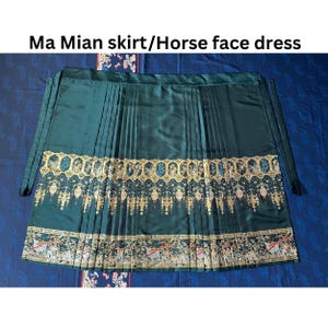 Clearance, Women Hanfu Dress, Chinese Hanfu Costume, Ma Mian Skirt, For Waist 82-89cm, Dazzling Gold Thread, Ming Dynasty, Horse Face Dress