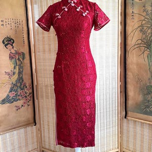 Chinese Wedding Dress, Women Red Cheongsam, Women Sheath Dress, Traditional Events, Party, Ceremony