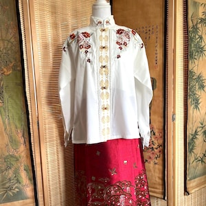 Chinese Hanfu Top, White Hanfu Top, Women Hanfu Shirt, Asian Style, Casual Embroidered Hanfu, Wedding Event, New Year, Match All Hanfu Dress
