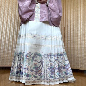 Clearance, Chinese Women Clothing, Traditional Hanfu, Ming Dynasty, For Waist 77-85cm, Ma Mian Skirt, Horse Face Dress, Gold Thread Phoenix