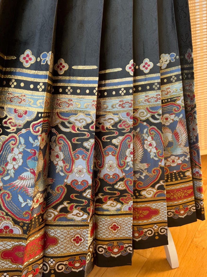 Holiday, Chinese Traditional Hanfu, Brocade Gold Thread, Ming Dynasty, Ma Mian Skirt, Women Dress, Hanfu Party Costume, Horse Face Dress image 16