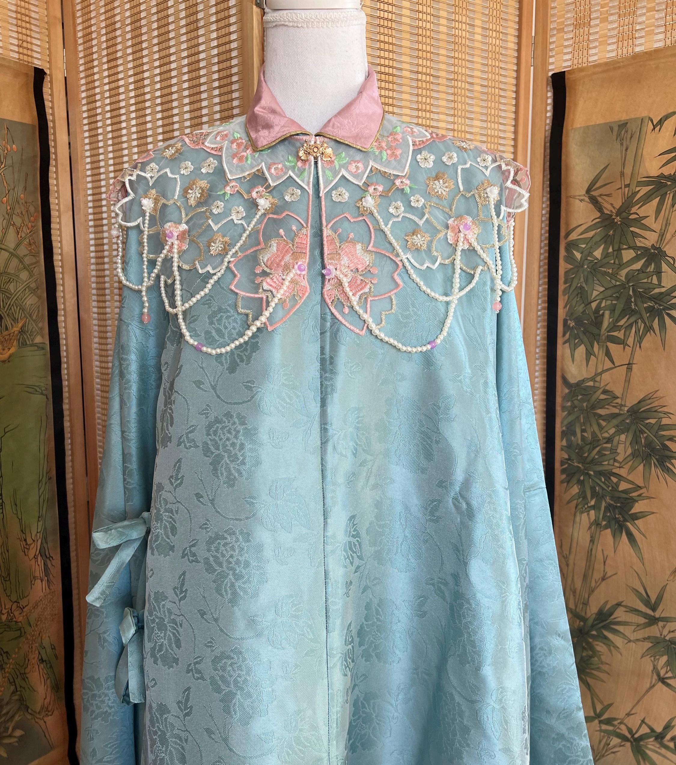 漢服アクセサリー、中国の雲軒襟、刺繍雲肩アップリケ、伝統的な中国服