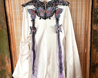 Gestickter Schmetterling YunJian Kragen, Perlen Wolke Schulter Applikation, Chinesisches Hanfu Kleidung Accessoire, Abschluss Dekoration
