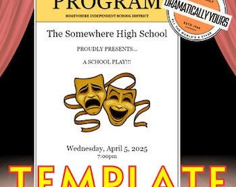 Theatre Program, 2 Sheets 8 Pages, Canva Template, Theater Director, Actor, Concert, Community Theater, School