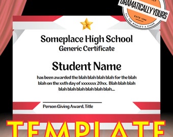 Generic Award Certificate 06, Canva Template, Theater Director, Actor ...