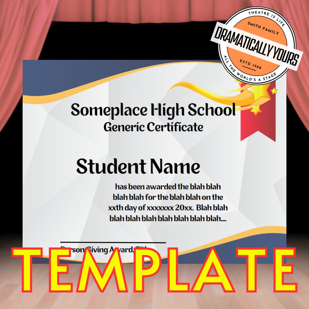 Generic Award Certificate 04, Canva Template, Theater Director, Actor Award, Drama Certificate, Band Award, Art Award