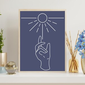 Indie Room Decor/ Hand and Sun Boho Line Art / Great Room Decor for Teens