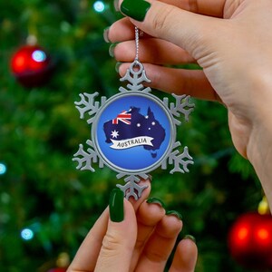 Australia Flag Pewter Snowflake Ornament, Australia Flag Gifts, Australia Christmas Ornaments, Australia Gifts