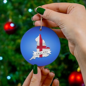 England Flagge Keramik Ornament, England inspirierte Ornamente, England Weihnachtsverzierungen, England Karte Ornamente, England inspirierte Geschenke