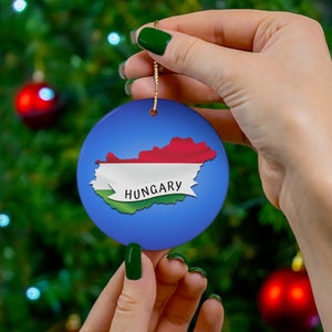 Hungary Flag Ceramic Ornament, Hungary Inspired Ornaments, Hungary Christmas Ornaments, Hungary Map Ornaments, Hungary Inspired Gifts