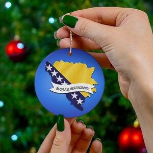 Bosnia and Herzegovina Flag Ceramic Ornament, Bosnia and Herzegovina Inspired Ornaments, Bosnia and Herzegovina Inspired Gifts