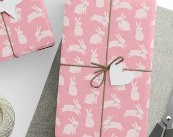 Pink Easter Wrapping Paper Roll, Easter Bunny Gift Wrapping Paper, Bunny Wrapping Paper