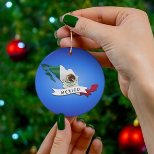 Mexico Flag Ceramic Ornament, Mexico Christmas Ornaments, Mexico Inspired Christmas Gifts