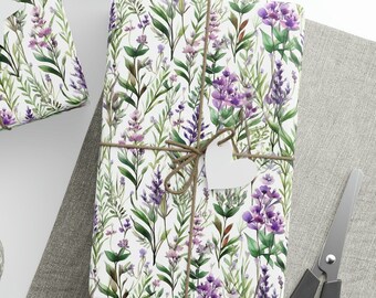 Lavender Watercolor Wrapping Paper , Lavender Gift Wrapping Paper, Lavender Birthday Gift Wrapping Paper