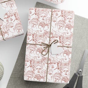 Carta da regalo d'arte della linea degli dei greci, carta da regalo degli dei greci, rotolo di carta da regalo degli dei greci
