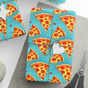 Pizza Gift Wrapping Paper Roll, Pizza Slice Gift Wrapping Paper, Melting Pizza Gift Wrapping Paper