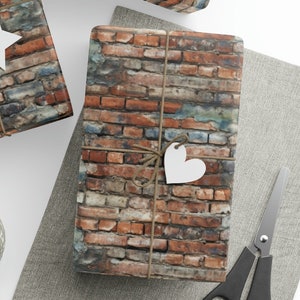 Brick Birthday Gift Wrapping Paper, Brick Gift Wrapping Paper, Vintage Brick Gift Wrapping Paper