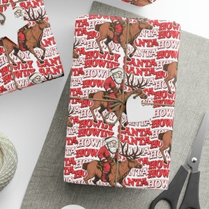 Cowboy Santa Gift Wrapping Paper Roll, Western Christmas Santa Gift Wrapping Paper, Western Christmas Gift Wrapping Paper