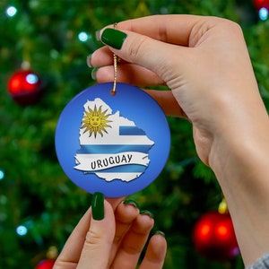 Uruguay Flag Ceramic Ornament, Uruguay Inspired Ornaments, Uruguay Christmas Ornaments, Uruguay Map Ornaments, Uruguay Inspired Gifts