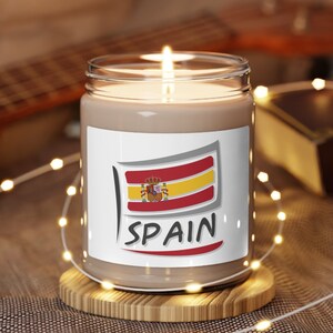 Spain Flag Scented Soy Candle, 9oz, Spain Gifts, Spain Inspired Gifts, Spain Eco-Friendly Candle Gift