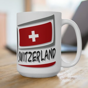 Switzerland Flag Ceramic Mug,15oz, Switzerland Gifts, Switzerland Travel Gifts, Switzerland Inspired Gifts