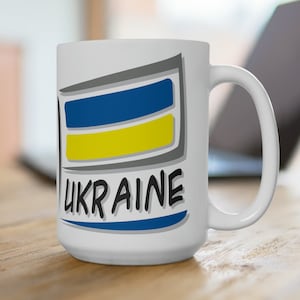 Ukraine Flag Ceramic Mug,15oz Ukraine Gifts , Ukraine Travel Gifts, Ukraine Inspired Gifts