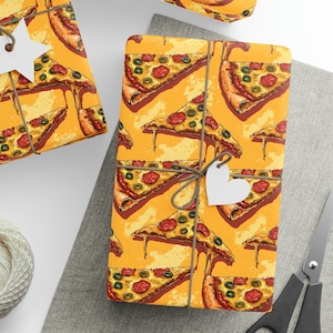 Pizza Slices Gift Wrapping Paper Roll, Birthday Pizza Gift Wrapping Paper, Pizza Lover Gift Wrapping Paper, Pizza Gifts