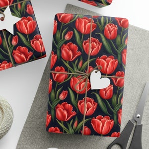 Rote Tulpen Geschenkpapier, Tulpen Geschenkpapier, Tulpen Blumen Geschenkpapier, Tulpe Geschenke