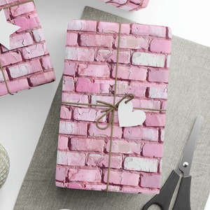 Prink Bricks Wrapping Paper Roll, Bricks Gift Wrapping Paper, Birthday Brick Gift Wrapping Paper