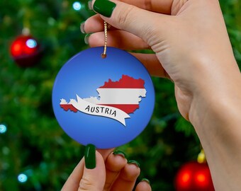 Austria Flag Ceramic Ornament, Austria Christmas Ornaments, Austria Inspired Gifts