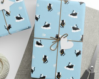 Cupid Black Cats Gift Wrapping Paper Roll, Black Cats Gift Wrapping Paper Roll, Cats Gift Wrapping Paper, Cat Lover Gifts
