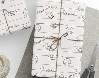 Rouleau de papier d'emballage religieux, Papier d'emballage de cadeau de Noël religieux, Papier d'emballage de cadeau religieux, Papier d'emballage de cadeau de baptême