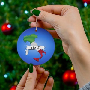 Italy Flag Ceramic Ornament, Italy Inspired Christmas Ornament, Italy Gift Christmas Ornament