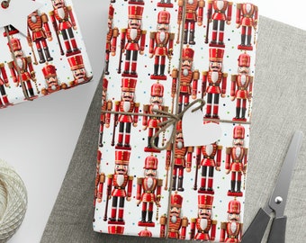 Nutcracker Gift  Wrapping Paper Roll, Christmas Nutcrackers Gift Wrapping Paper, Nutcracker Gifts, Red Nutcracker Gift Wrapping Paper