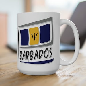 Barbados Flag Ceramic Mug,15oz, Barbados Gifts, Barbados Travel Gifts, Barbados Inspired Gifts