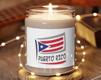 Puerto Rico Flag Scented Soy Candle, 9oz, Puerto Rico Gifts, Puerto Rico Inspired Gifts, Puerto Rico Eco-Friendly Candle Gift