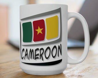 Cameroon Flag Ceramic Mug,15oz, Cameroon Gifts, Cameroon Travel Gifts, Cameroon Inspired Gifts