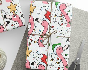 Weihnachten Flamingo Geschenkpapierrolle, Flamingo Geschenkpapier, Festliches Flamingo Geschenkpapier