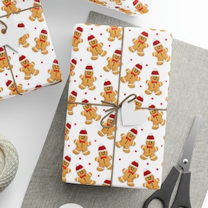 Santa Gingerbread Gift Wrapping Paper , Christmas Gingerbread Man Gift Wrapping Paper, Gingerbread Gift Wrapping Paper Roll
