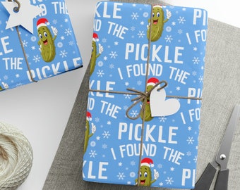 Santa Pickle Wrapping Paper, Pickle Wrapping Paper, Funny Santa Pickle Gift Wrapping Paper, Funny Pickle Wrapping Paper