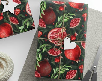 Pomegranate Gift Wrapping Paper Roll, Pomegranate Wrapping Paper, Christmas Pomegranate Gift Wrapping Paper Roll