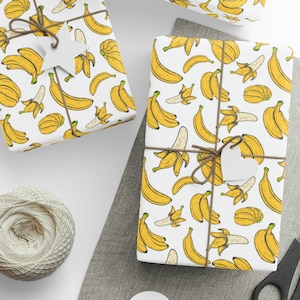 Banana Gift Wrapping Papers, Bananas Birthday Gift Wrapping Paper, Yellow Banana Gift Wrapping Paper Roll