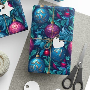 Christmas 2024 Baubles Gift Wrapping Papers, Christmas Colorful Baubles Gift Wrapping Paper Roll