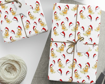 Presentpapper med banan och julgranskulor, presentpapper med banan och julgranskulor, roligt presentpapper med banan och julgranskulor