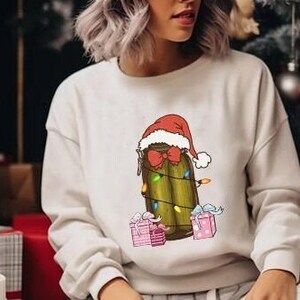 Retro Canned Pickles Christmas Light Sweatshirt, Pickle Sweatshirt, Pickle Christmas Sweatshirt