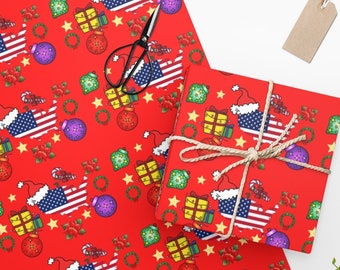 USA Wrapping Paper , United States of America Christmas Wrapping Paper,  Travel Wrapping Paper 