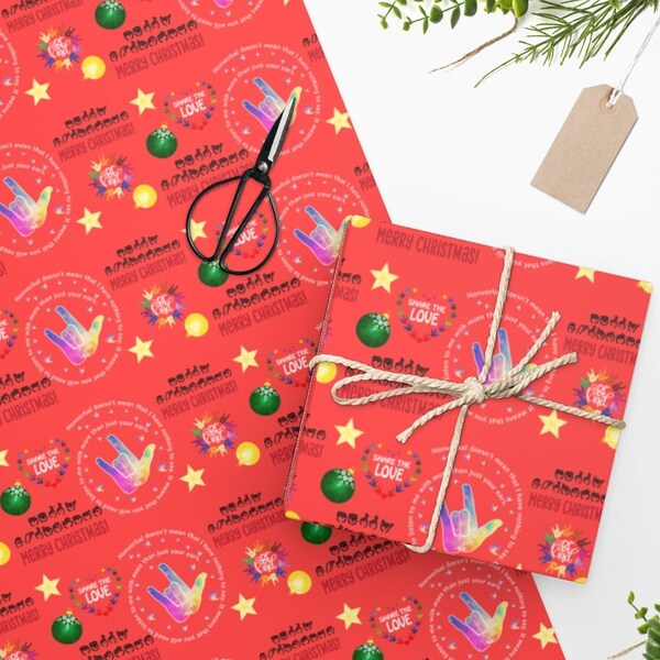 Asl Signing Language Christmas Wrapping Paper Etsy