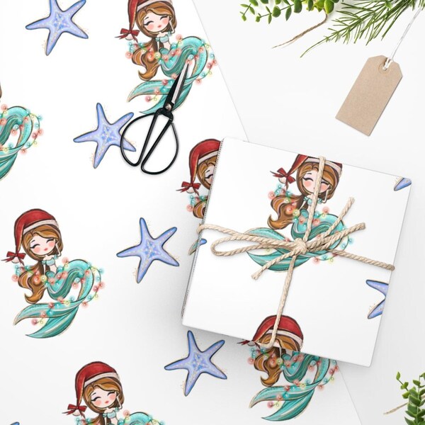 Mermaid Christmas Wrapping Paper 
